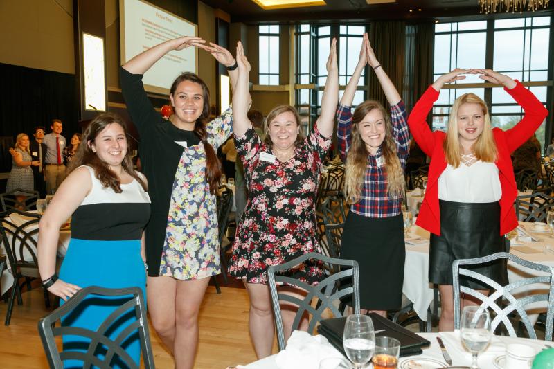 Students at the awards banquet Students at the awards banquet